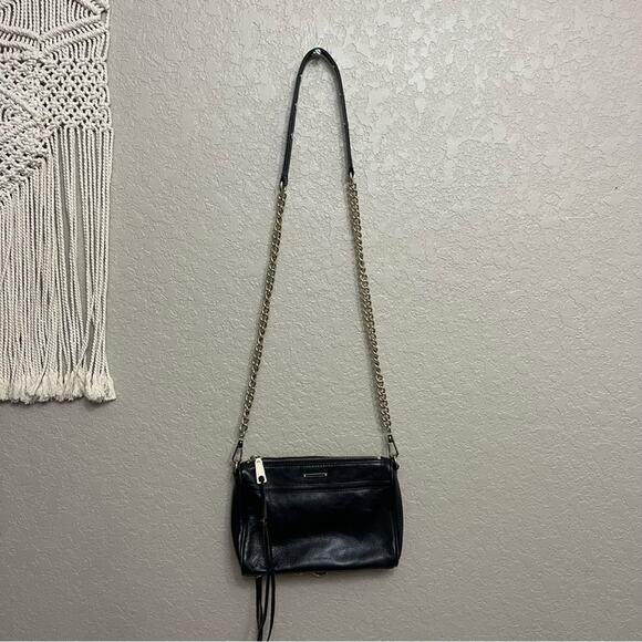 Rebecca Minkoff  crossbody leather black purse bag golden chain classic - Picture 14 of 16